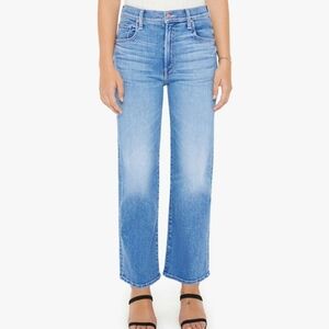 MOTHER Lil, Ramble Zip Flood High Waisted With Wide Straight Leg Jeans Size 31